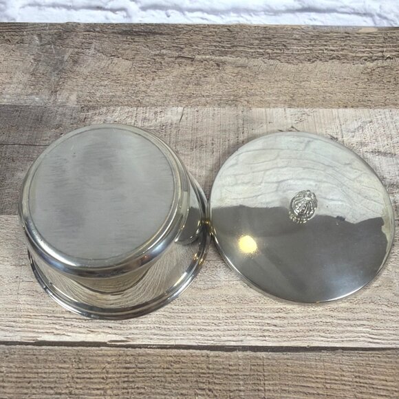 Vintage MCM 1950s Chrome Plated Round Lidded Butter Margarine Dish Serving Bowl - Picture 5 of 10